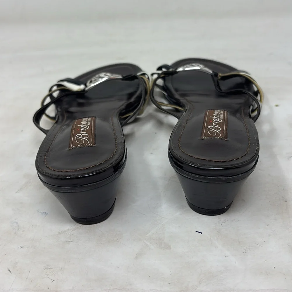 Brighton lebra leather slides with small heel - Picture 2 of 5